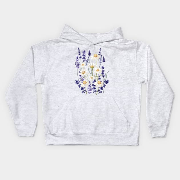 Chamomile And Lavender Pattern Kids Hoodie by AmandaDilworth